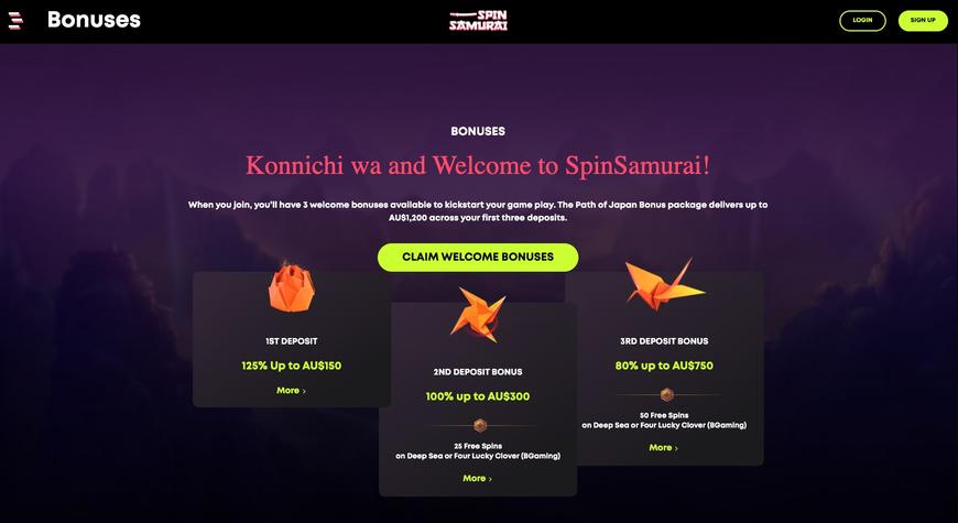 Spin Samurai bonuses