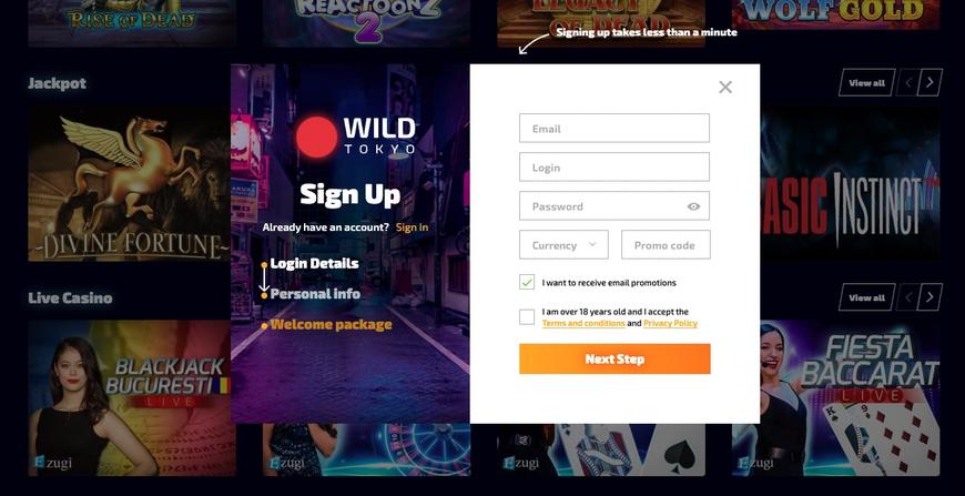 How to Register at Wild Tokyo Casino