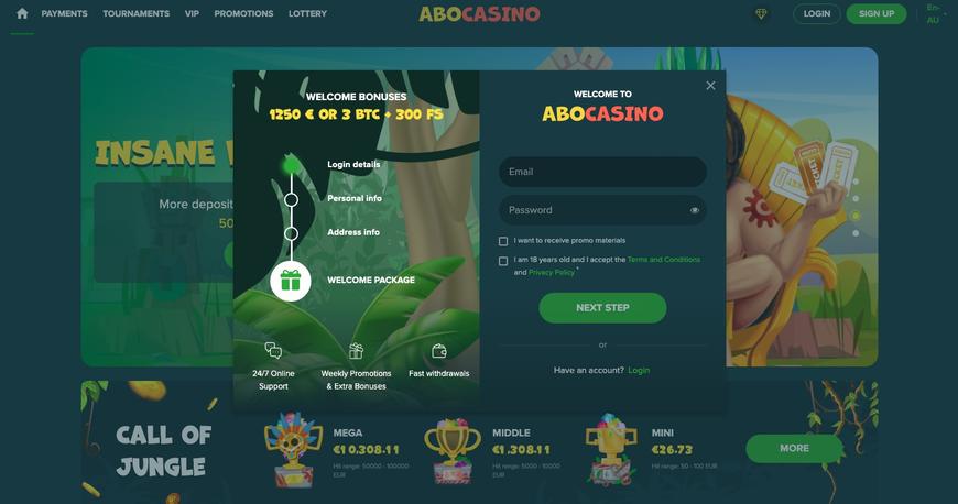 How to register at Abo Casino
